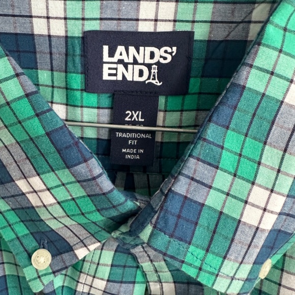 Land's End Short Sleeve Poplin Casual Shirt 2XL - Picture 2 of 2